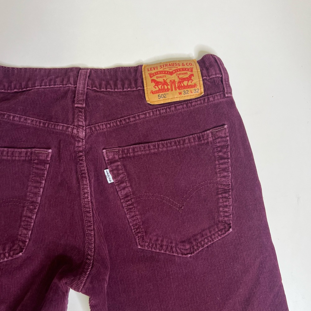 Men's Purple Levi 502 Corduroy Pants 29” Inseam - Size 32 - Picture 10 of 10